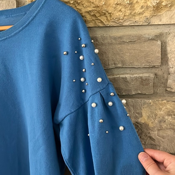 I•N•C International Concepts Pearl Embellished Pullover Sweater, Blue, Size XL - Picture 15 of 16